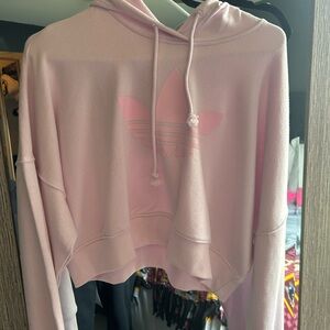 Pink Cropped Hoodie with Logo